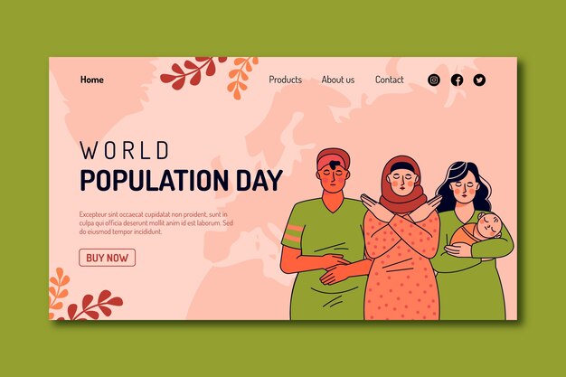 Landing page template for world population day awareness