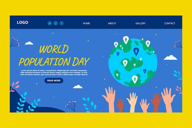 세계 인구의 날 인식을 위한 랜딩 페이지 템플릿