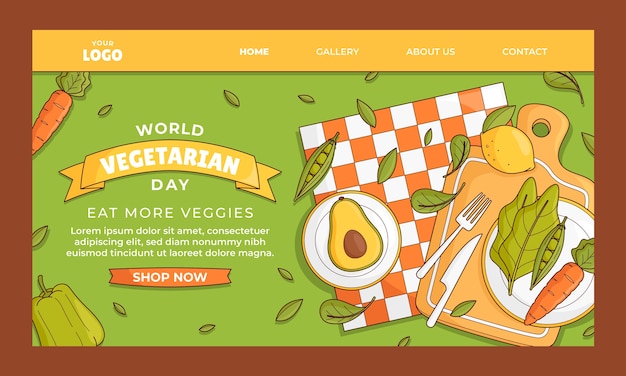 Free vector landing page template for world vegetarian day celebration