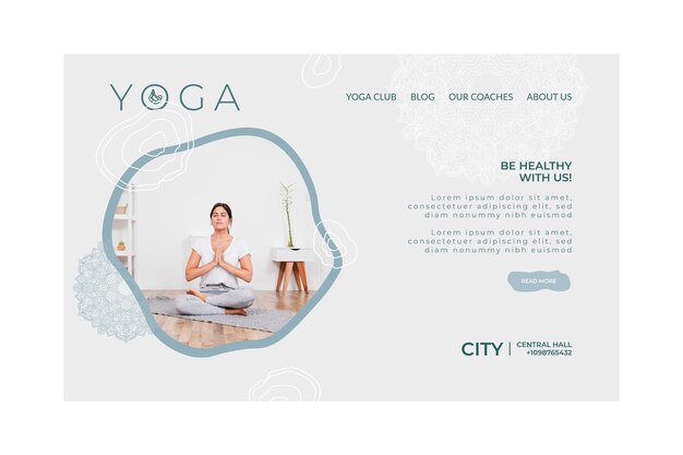 Landing page template for yoga practicing
