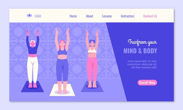ヨガ リトリートと瞑想センターのランディング ページ テンプレート
