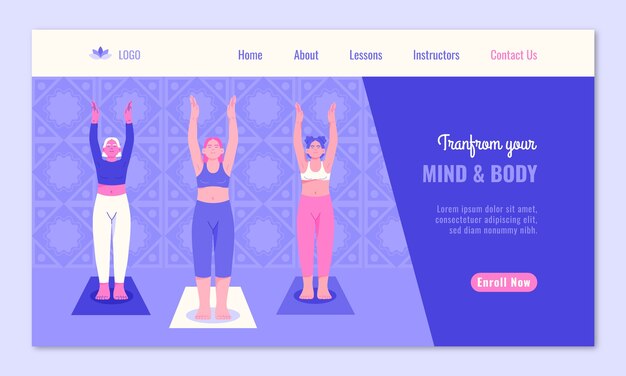 landing page template for yoga retreat and meditation centre