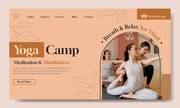 landing page template for yoga retreat and spa