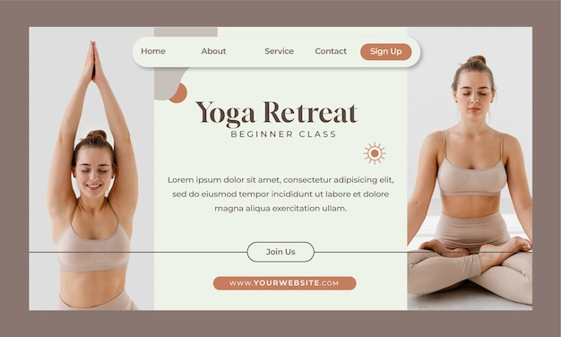 Modello di pagina di destinazione per ritiro yoga e spa