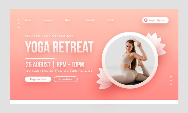 Landing page template for yoga retreat and spa