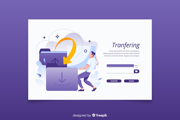 Free Vector landing page transfer files concept