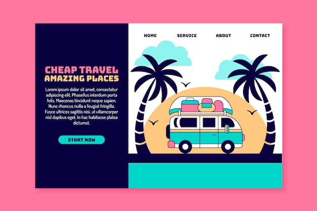 Free vector landing page travel template