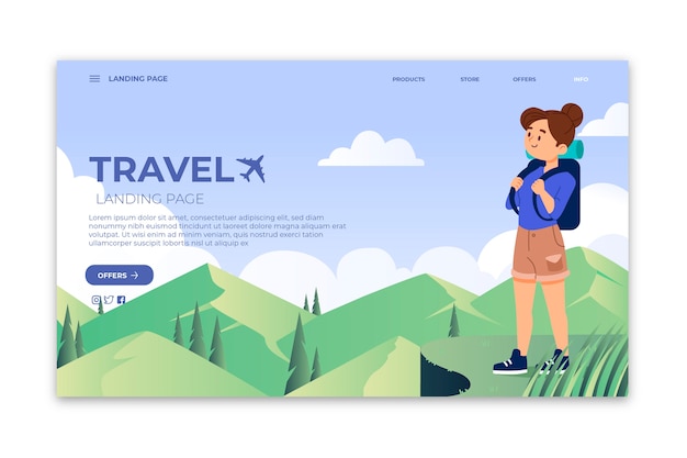 Free vector landing page travel template