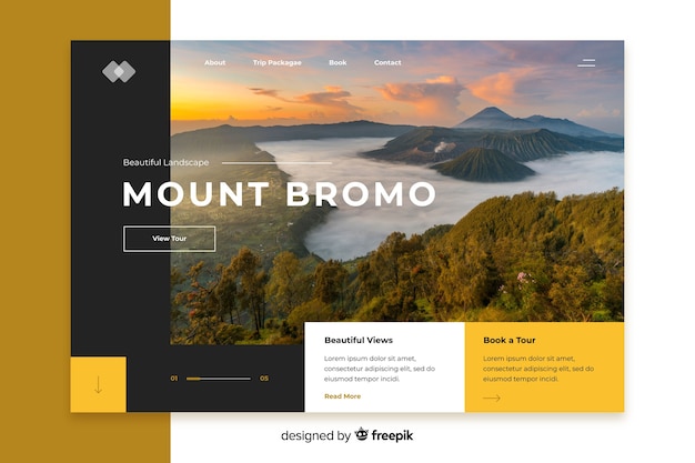 Free vector landing page travel with image