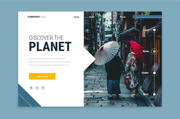 Free vector landing page travel with image