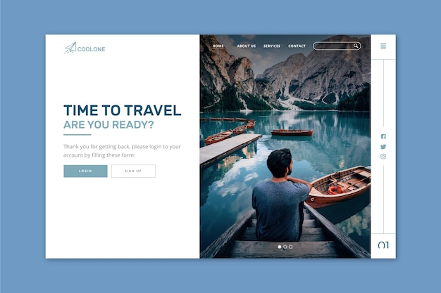 Free vector landing page travel with image