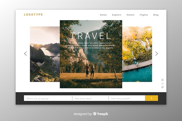 Free vector landing page travel with image