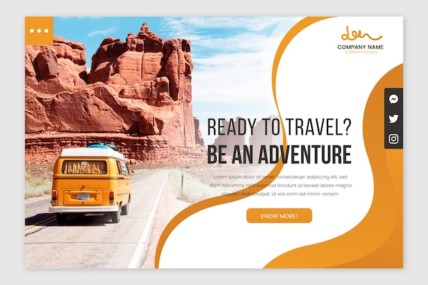 Landing page travel with photo