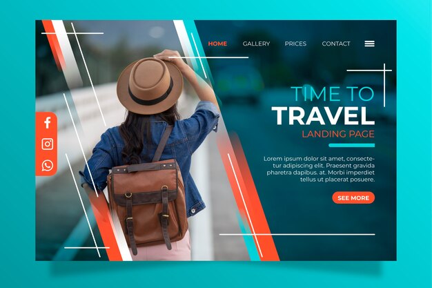 Landing page travel with photo