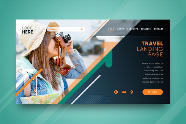 Landing page travel with photo