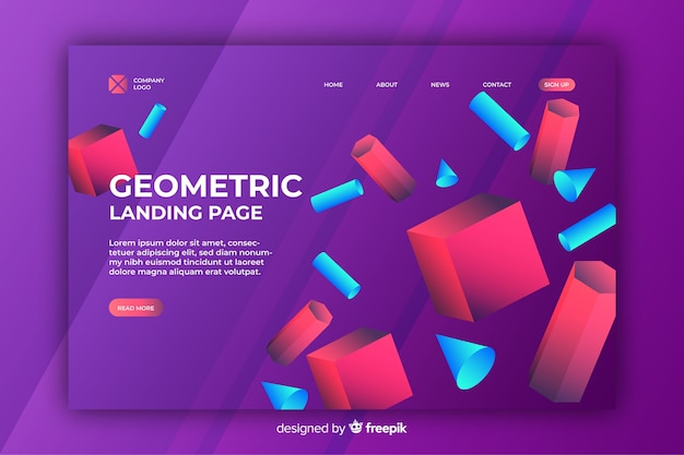 Landing page with 3d geometric models