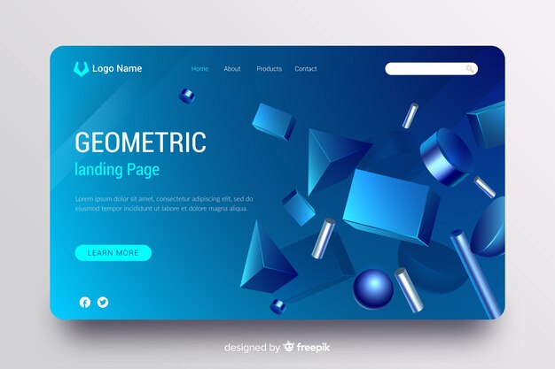 Landing page with 3d geometric models