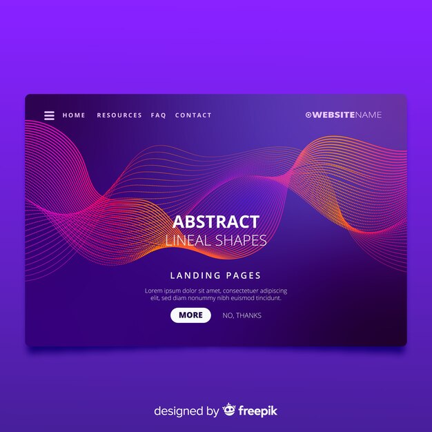 Landing page with abstract lineal shapes