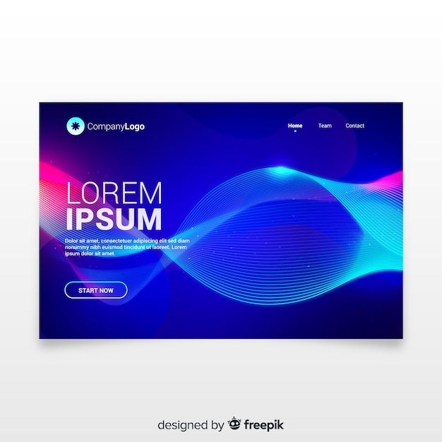 Landing page with abstract lineal shapes