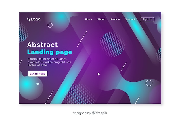 Landing page with abstract shapes