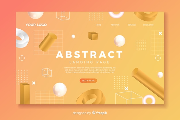 Landing page with abstract shapes