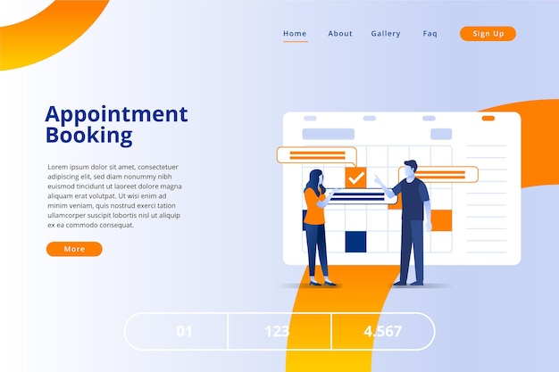 Free vector landing page with appointment booking