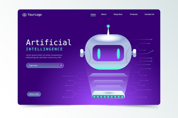 Free vector landing page with artificial intelligence