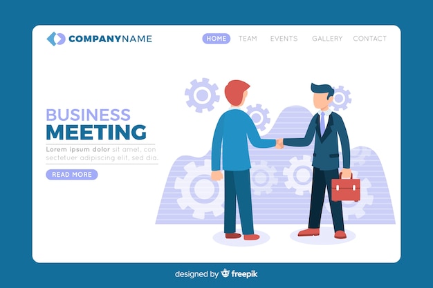 Free vector landing page with business strategy