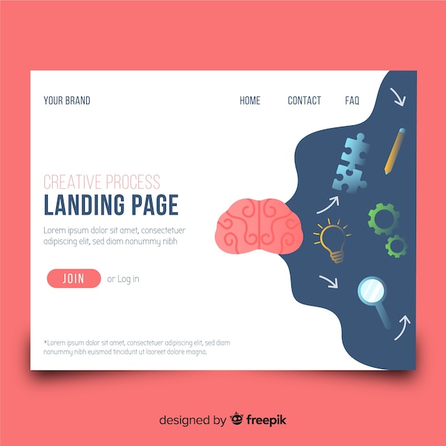 Free vector landing page with creative process concept