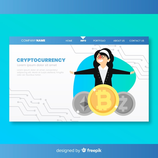 Free vector landing page with cryptocurrency concept