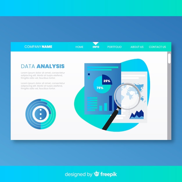 Free vector landing page with data analysis concept