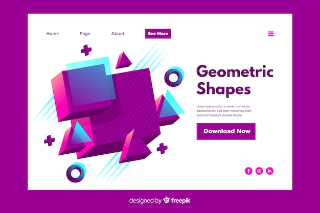 Free vector landing page with geometric shapes