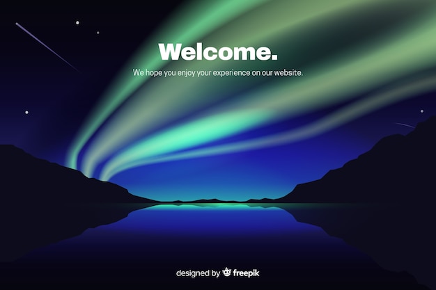 Free vector landing page with gradient aurora borealis