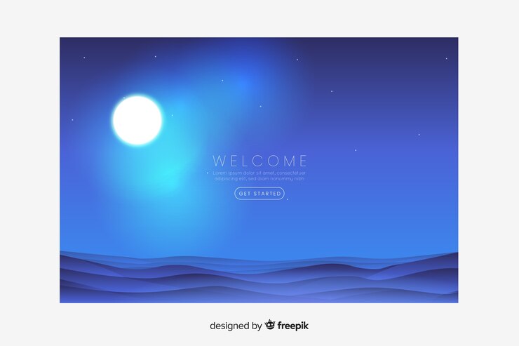 Free Vector landing page with gradient ocean and moon