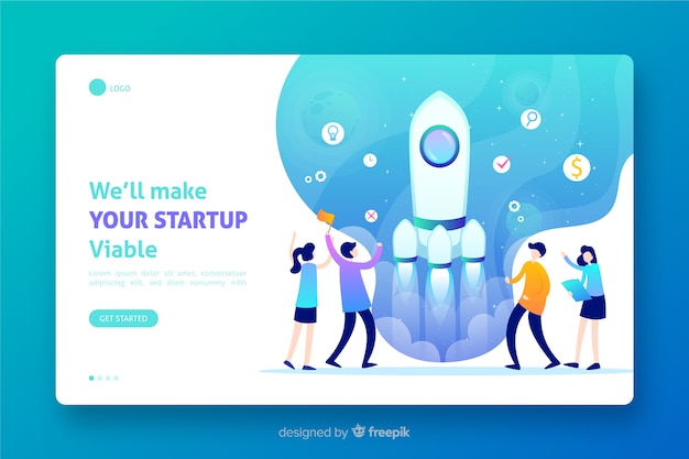 Landing page with hand drawn rocket start-up