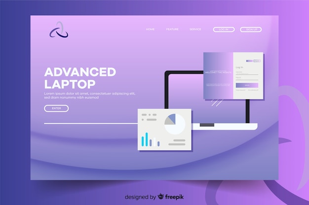 Целевая страница с ноутбуком передовых технологий