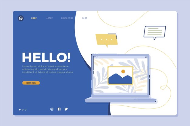 Landing page with laptop design