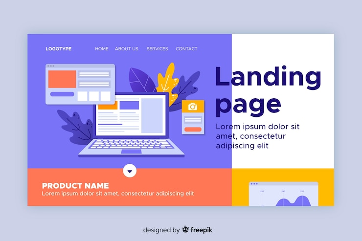Free Vector landing page with laptop