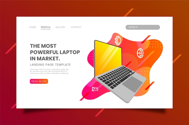 Free vector landing page with laptop