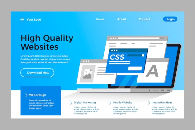 無料ベクター ラップトップでのランディングページ