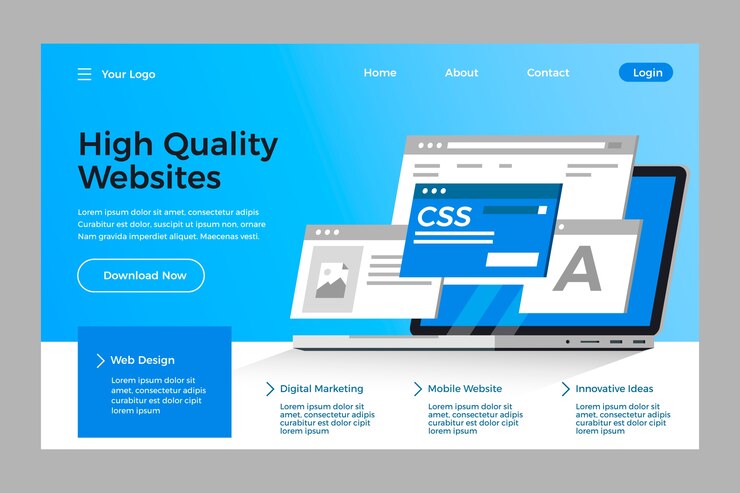 Free Vector landing page with laptop