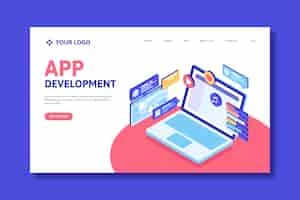 無料ベクター ラップトップでのランディングページ