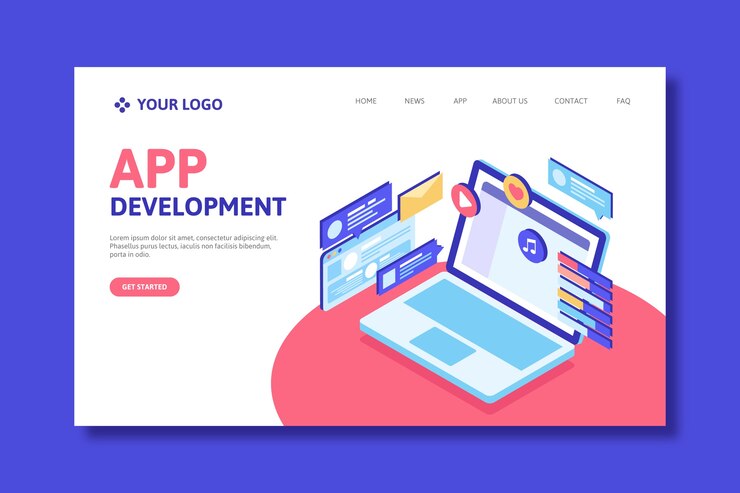 Free Vector landing page with laptop