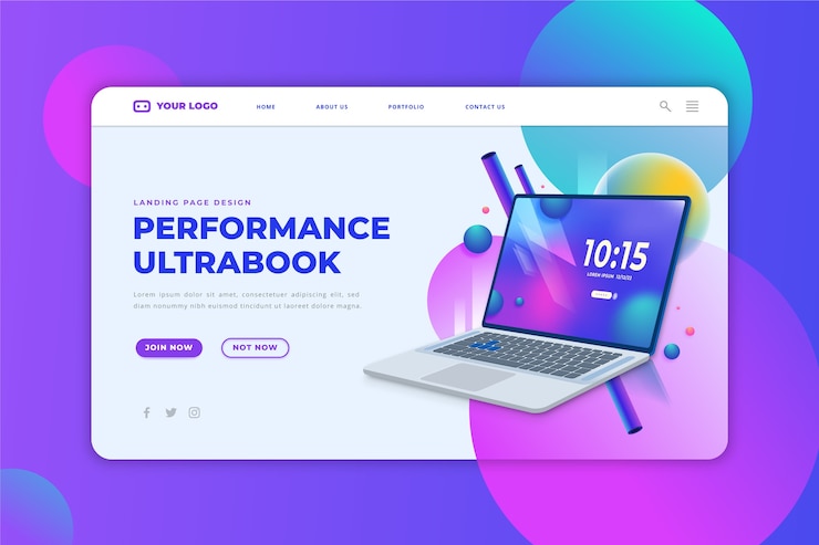 Free Vector landing page with laptop