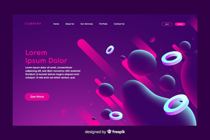 Free Vector landing page with liquid effect