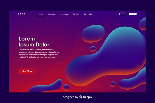 Landing page with liquid effect