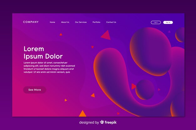 Landing page with liquid effect