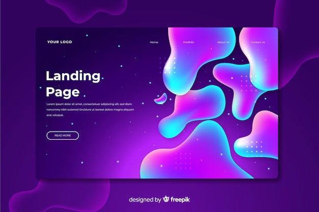 Landing page with liquid effect