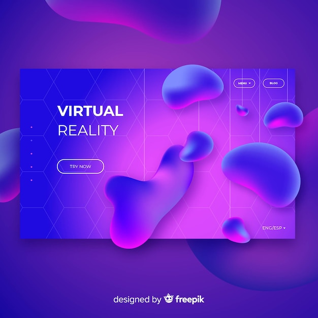 Free vector landing page with liquid effect