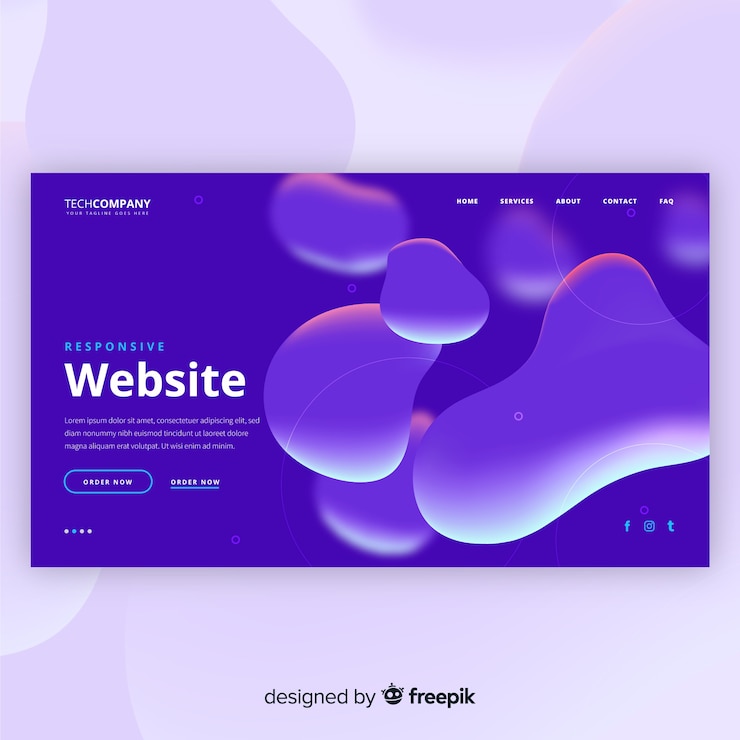 Free Vector landing page with liquid effect
